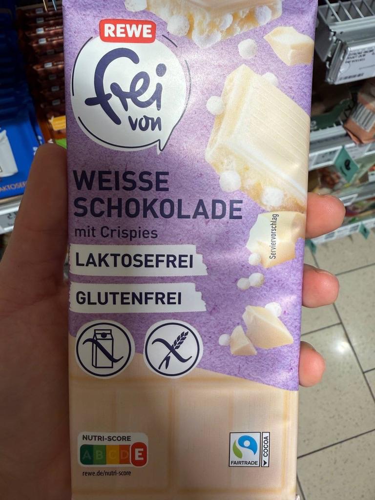 REWE frei von Weisse Schokolade mit Crispies