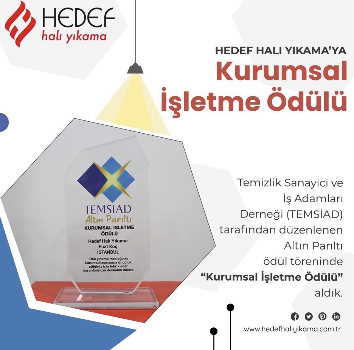Temsiad Tarafından düzenlenen Altın Parıltı Ödül Töreninden aldığımız, “Kurumsal İşletme Ödülü”