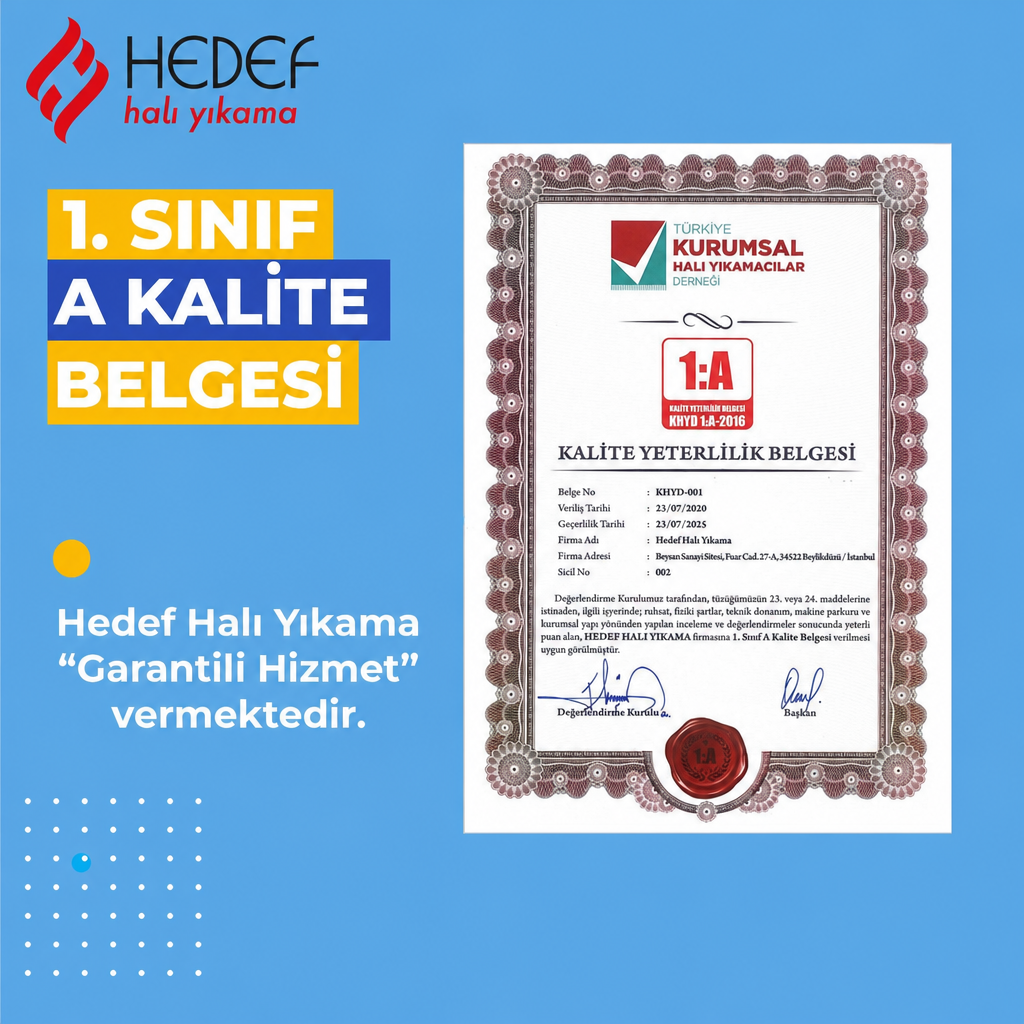 Kurumsal Halı Yıkamacılar Derneği, A Kalite Belgesi