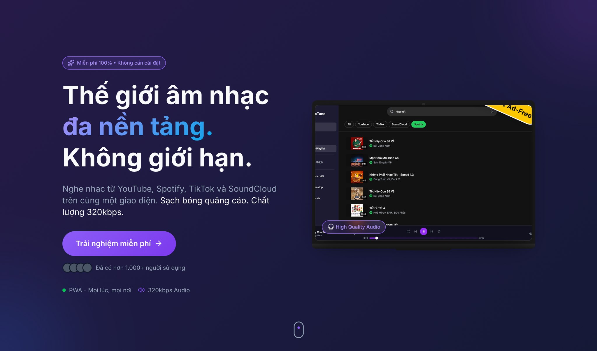 CrossTune - Nền tảng Nghe nhạc Đa nền tảng (PWA)