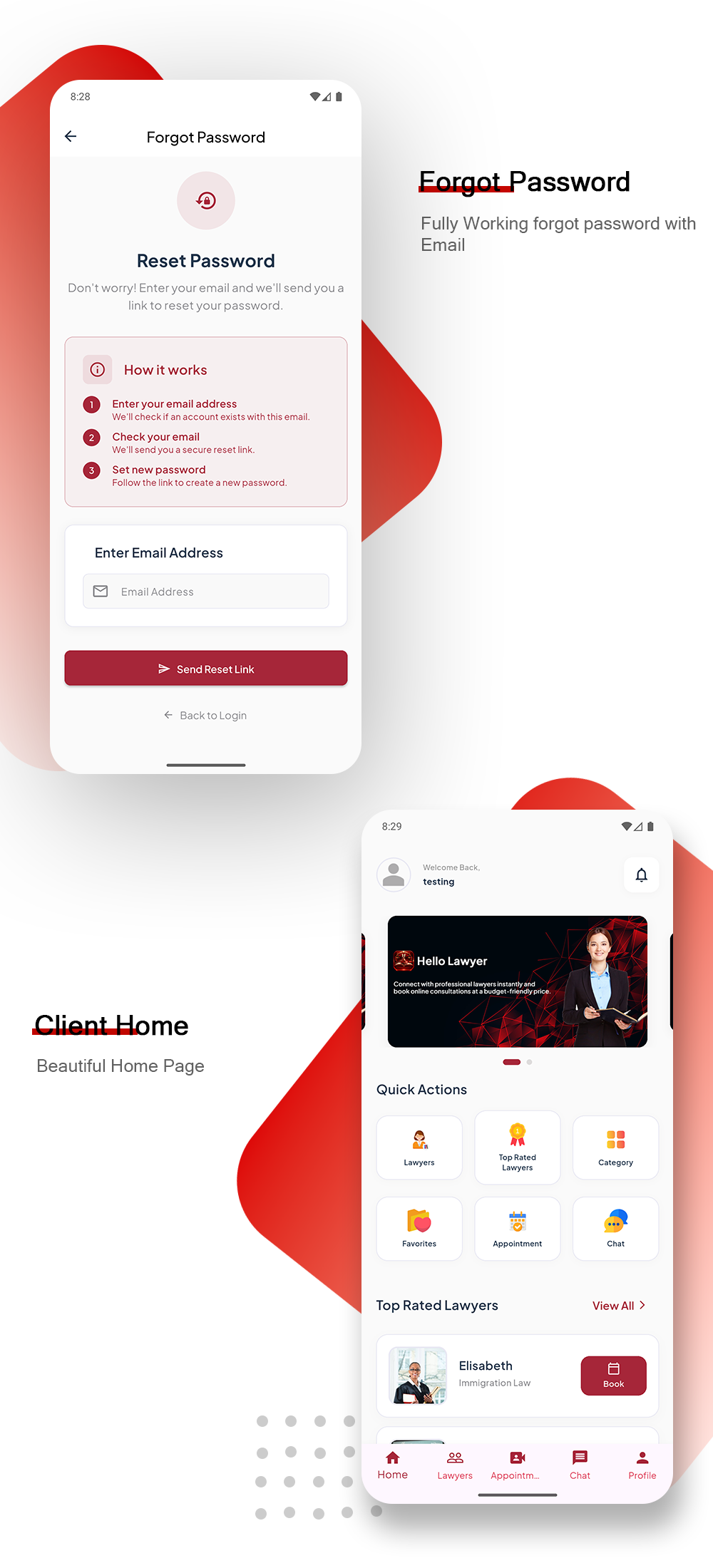 Hello Lawyer – Video Call Lawyer Booking Consulting Appointment Timeslot with Firebase