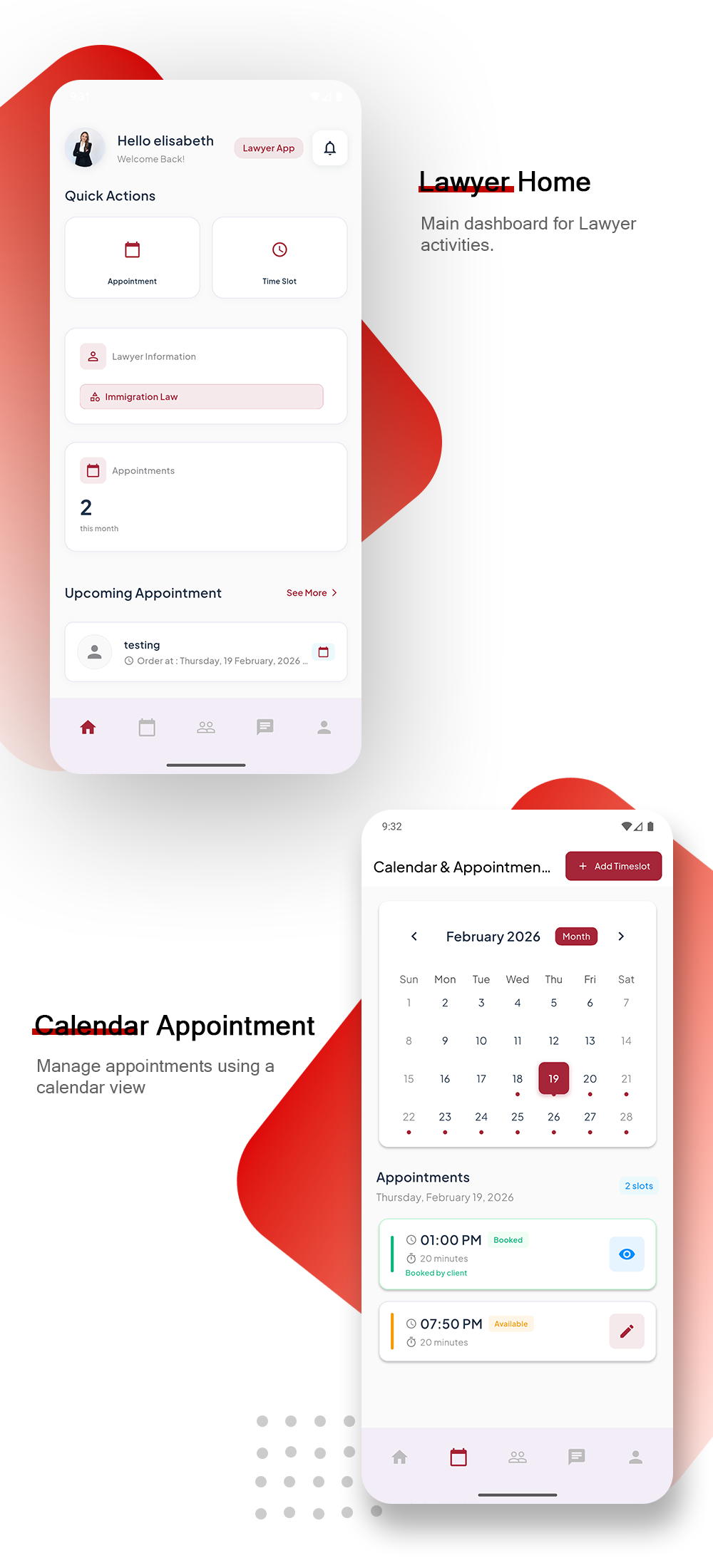 Hello Lawyer – Video Call Lawyer Booking Consulting Appointment Timeslot with Firebase