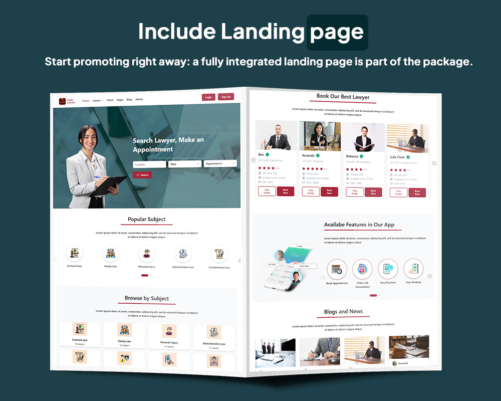 Hello Lawyer – Video Call Lawyer Booking Consulting Appointment Timeslot with Firebase