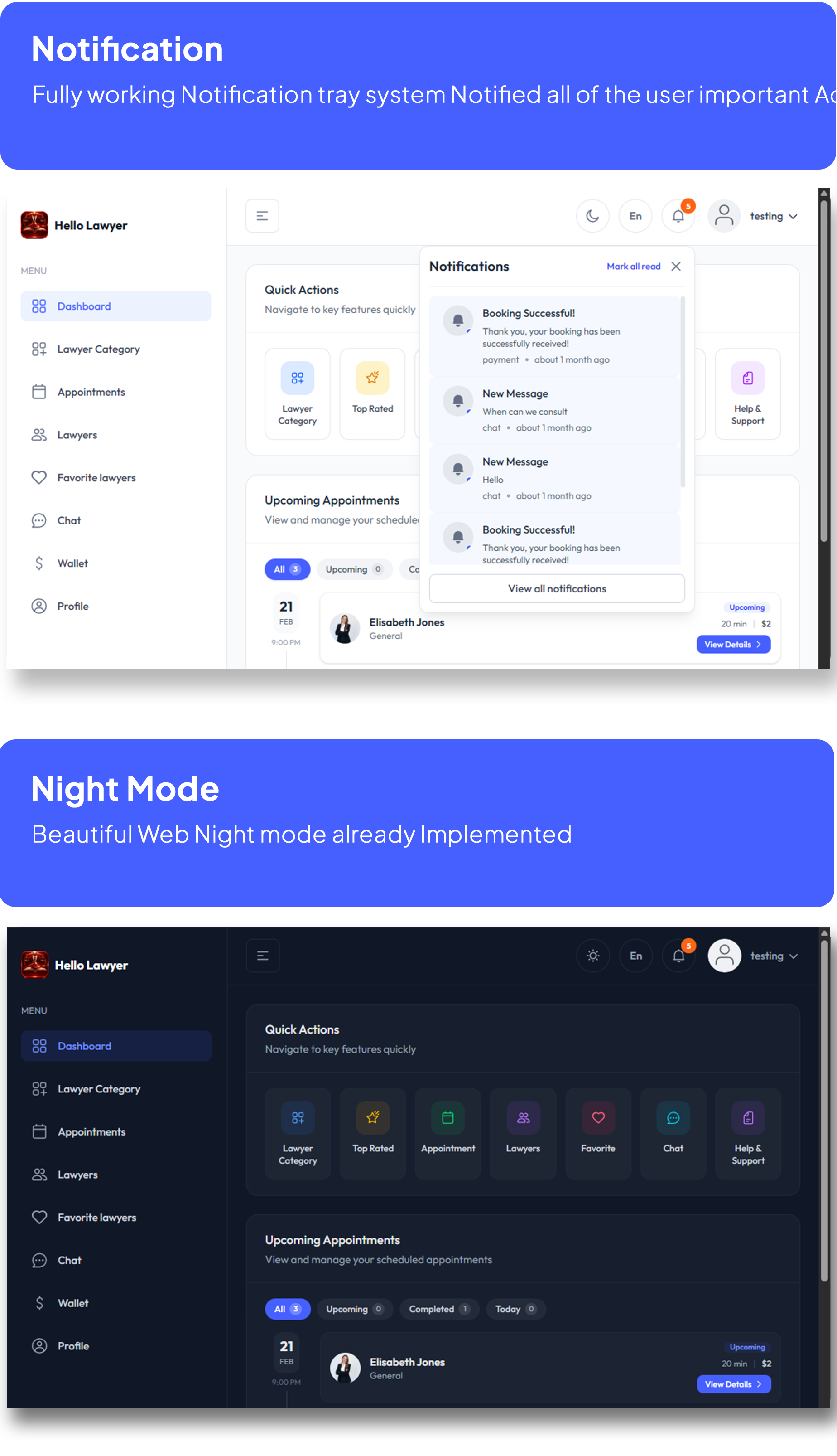 Hello Lawyer – Video Call Lawyer Booking Consulting Appointment Timeslot with Firebase
