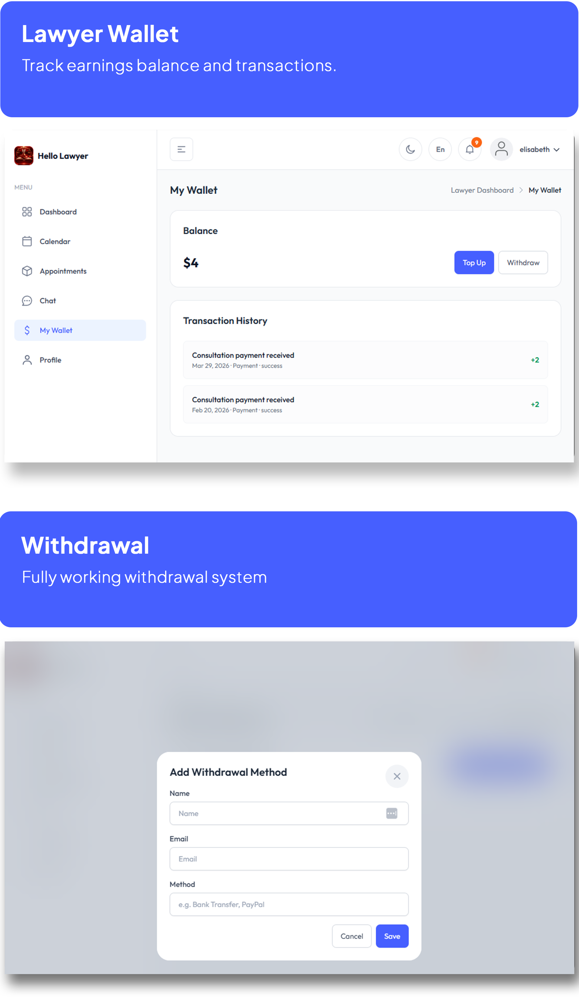 Hello Lawyer – Video Call Lawyer Booking Consulting Appointment Timeslot with Firebase