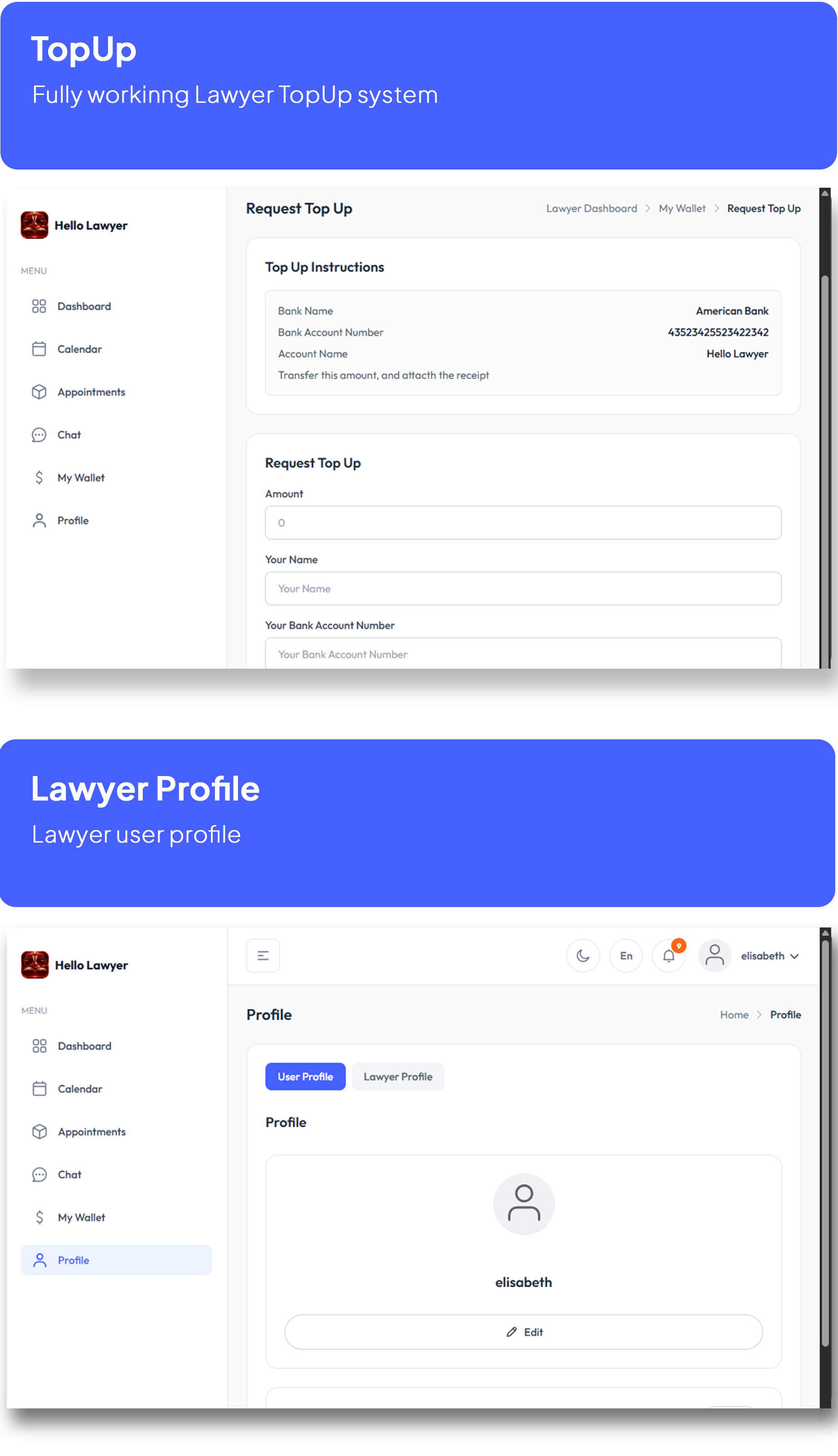 Hello Lawyer – Video Call Lawyer Booking Consulting Appointment Timeslot with Firebase