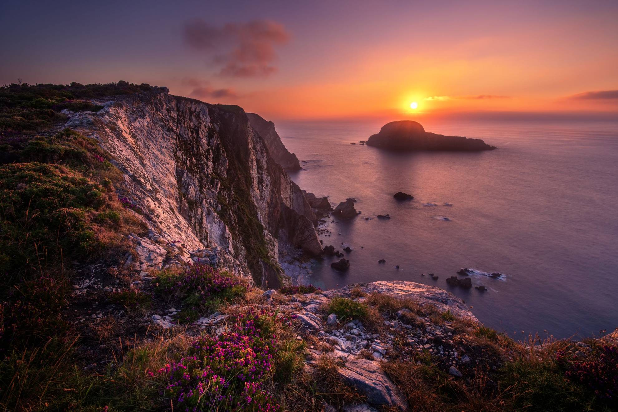 Atardecer desde los acantilados del Cabo Vidrias (Asturias)