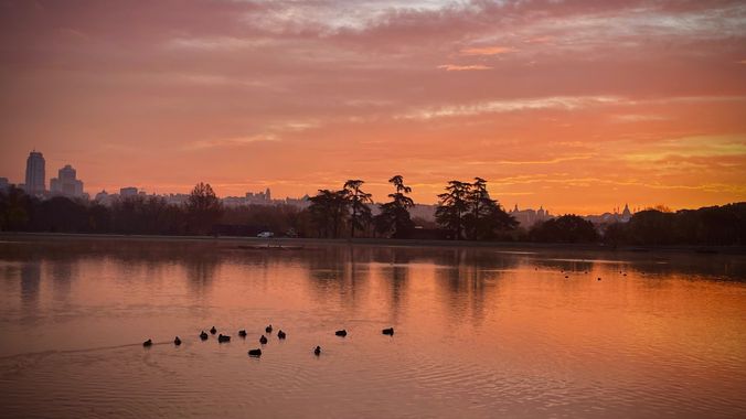 vanerita en Hamelin: Paisaje, Amanecer en el lago