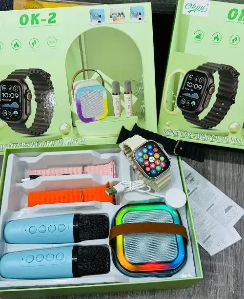 ساعة ذكية Ok-2 — مع 4 كساتك وسبيكر