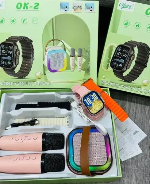 ساعة ذكية Ok-2 — مع 4 كساتك وسبيكر