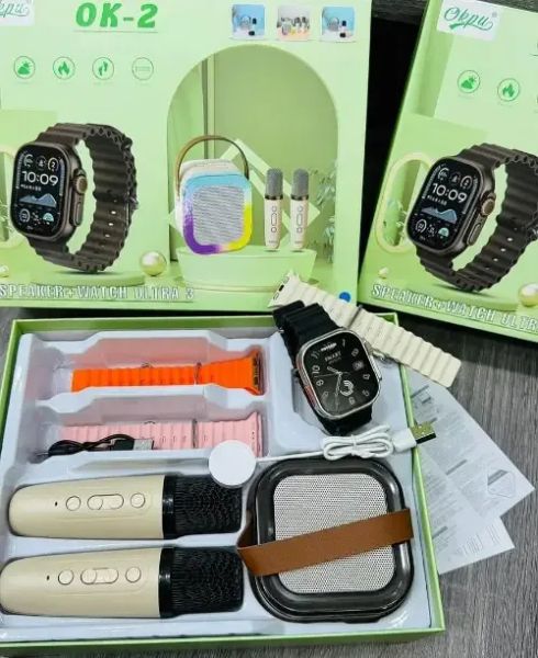 ساعة ذكية Ok-2 — مع 4 كساتك وسبيكر