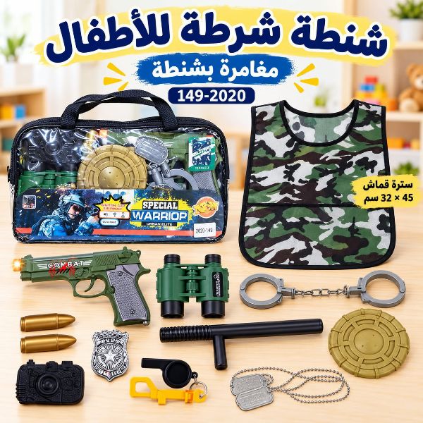 شنطة شرطة مع سترة قماش للعب