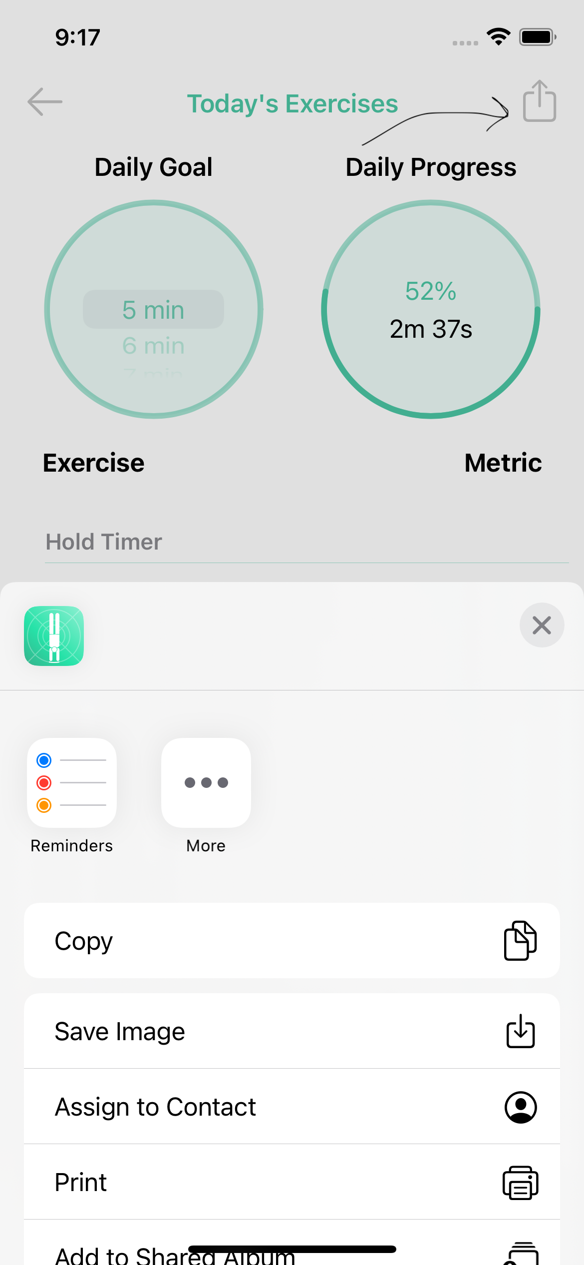 Share Workout summary