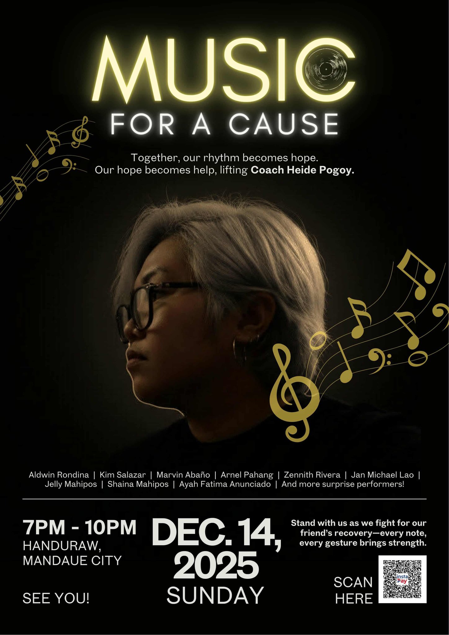 Music For A Cause #ForCoachHeidi event poster