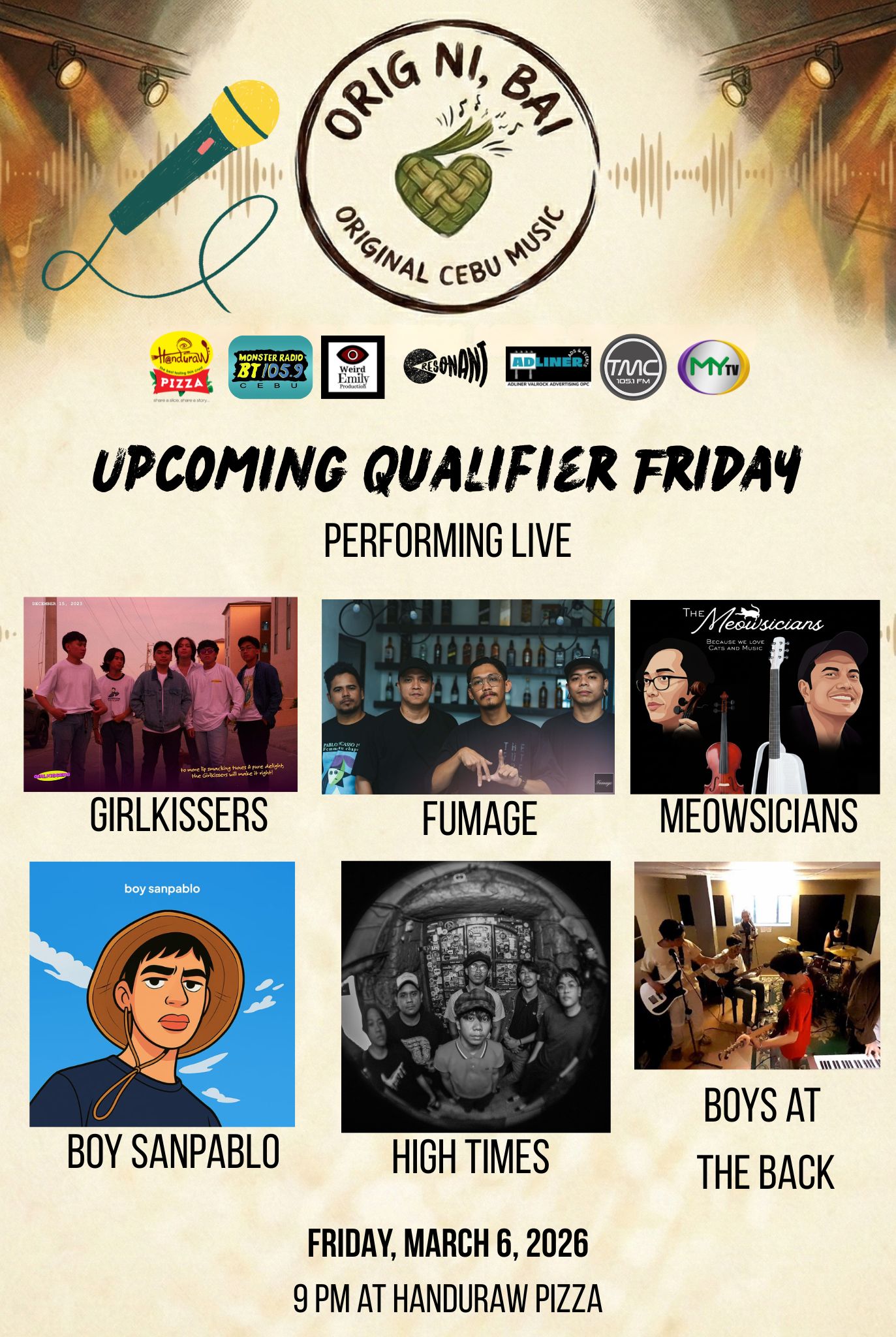 Orig Ni, Bai - Original Cebu Music - Qualifier Friday event poster