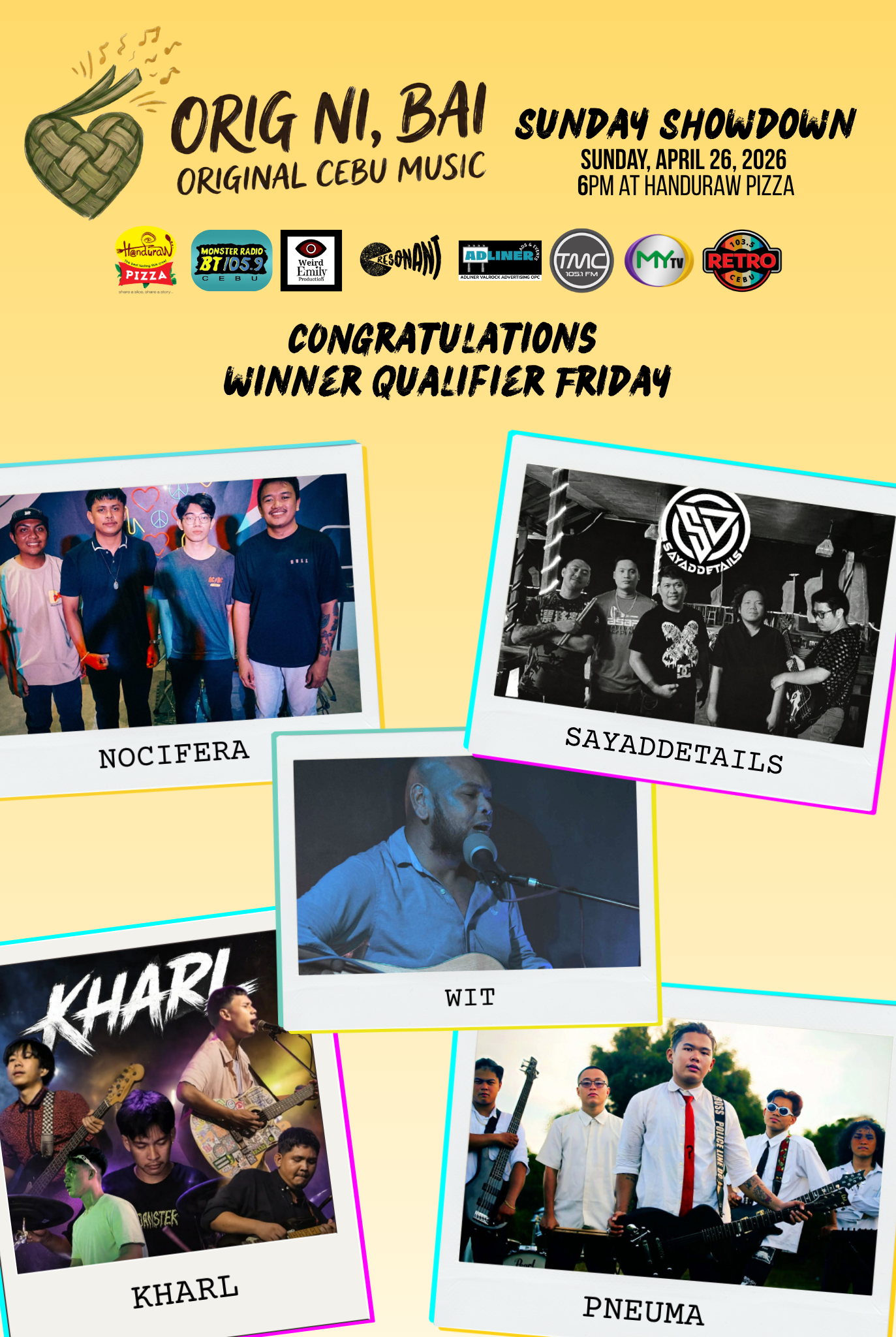 Orig Ni, Bai - Original Cebu Music - Sunday Showdown event poster