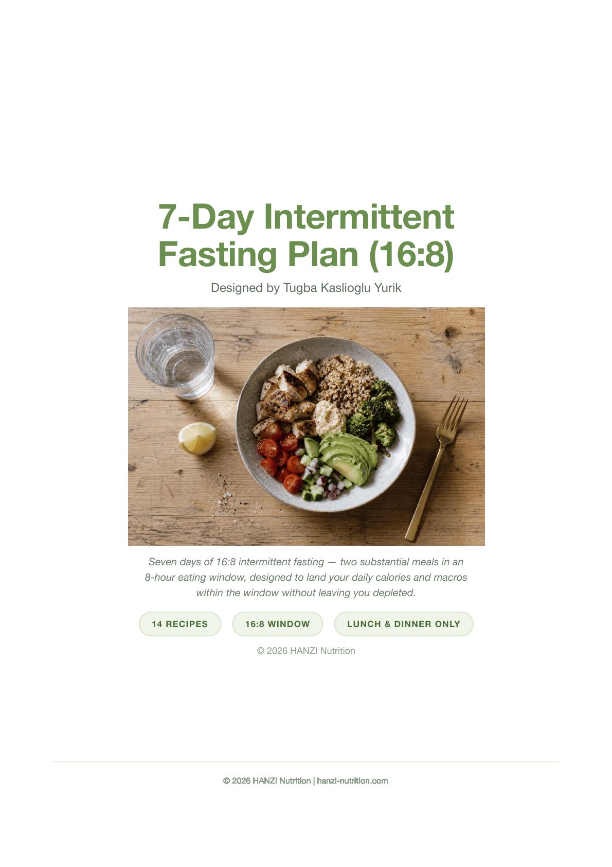 7-Day Intermittent Fasting 16:8 Plan