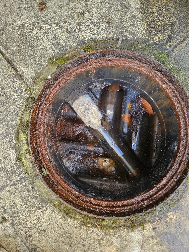 Blocked gully prior to clearance