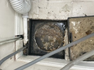 Blocked basin waste cleared during a drainage visit at a Gosport property (PO12).