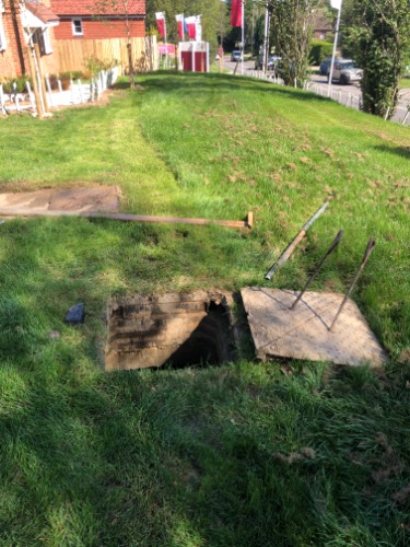 High-pressure water jetting used to clear a blocked foul drain at a property in Crowborough (TN6).