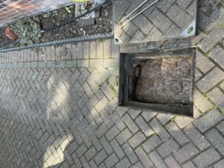 Drainify‑enabled CCTV image showing debris restriction inside pipe in PO9 Havant.