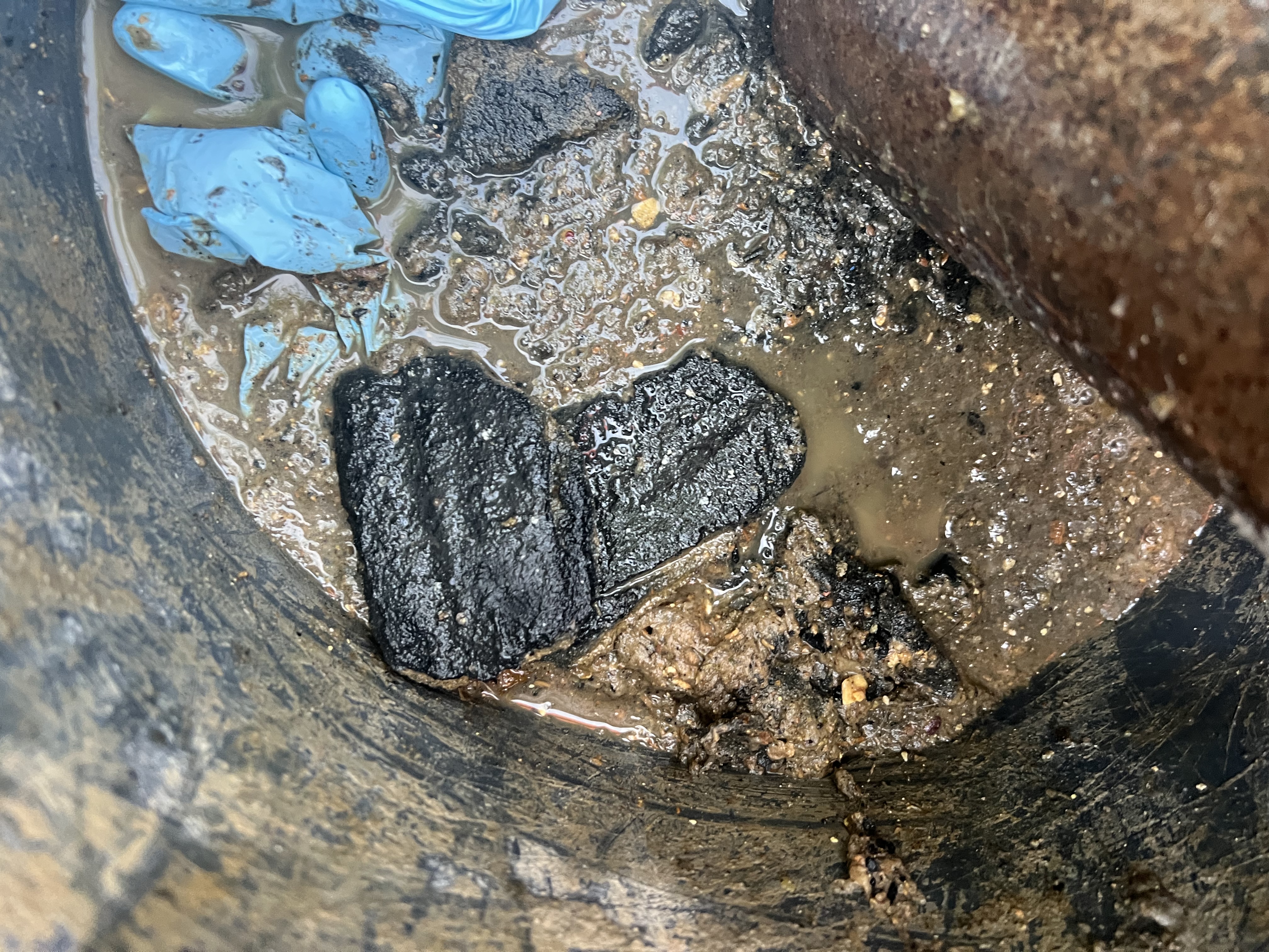 Concrete and stone debris recovered during clearance