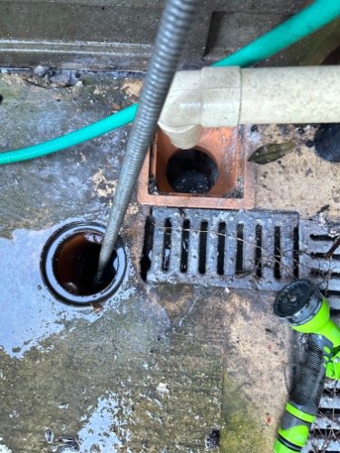 Drain access via gully where no manholes were available