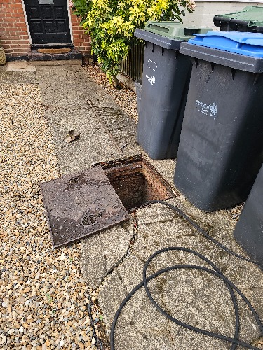 Inspection chamber accessed in Winchmore Hill while clearing a blocked main drain and temporarily removing the rodent valve.