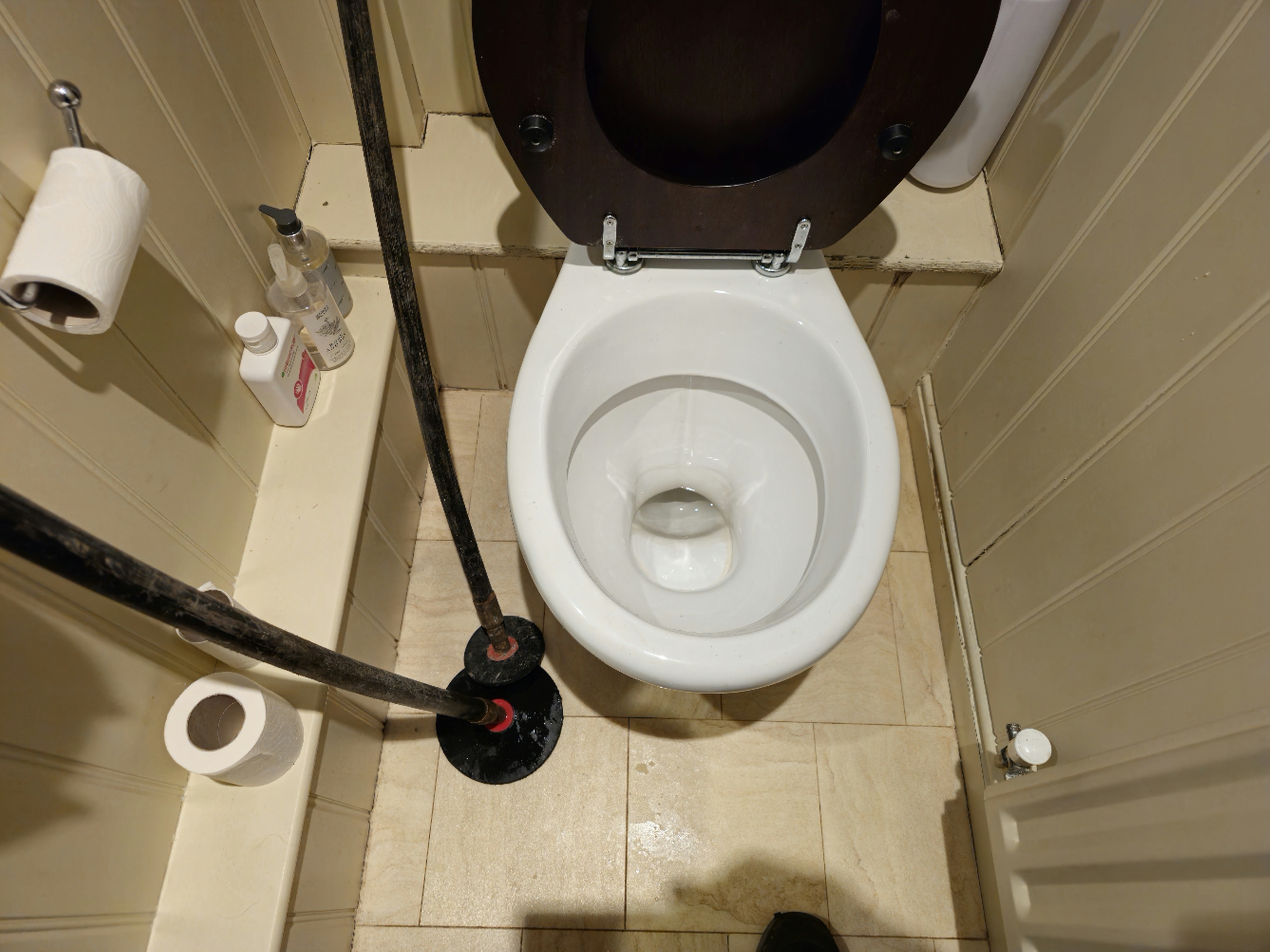 Blocked toilet cleared using hand tools in Midhurst following manual intervention.