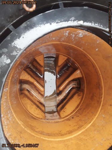 CCTV drain survey image captured during an inspection at a property in Cirencester.