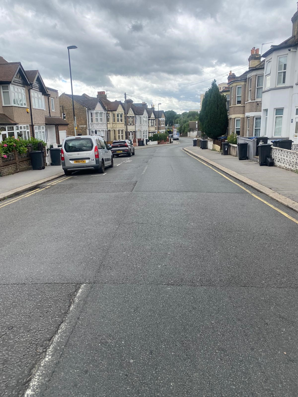 Blocked storm gully prior to clearance at a property in South Norwood (SE25).