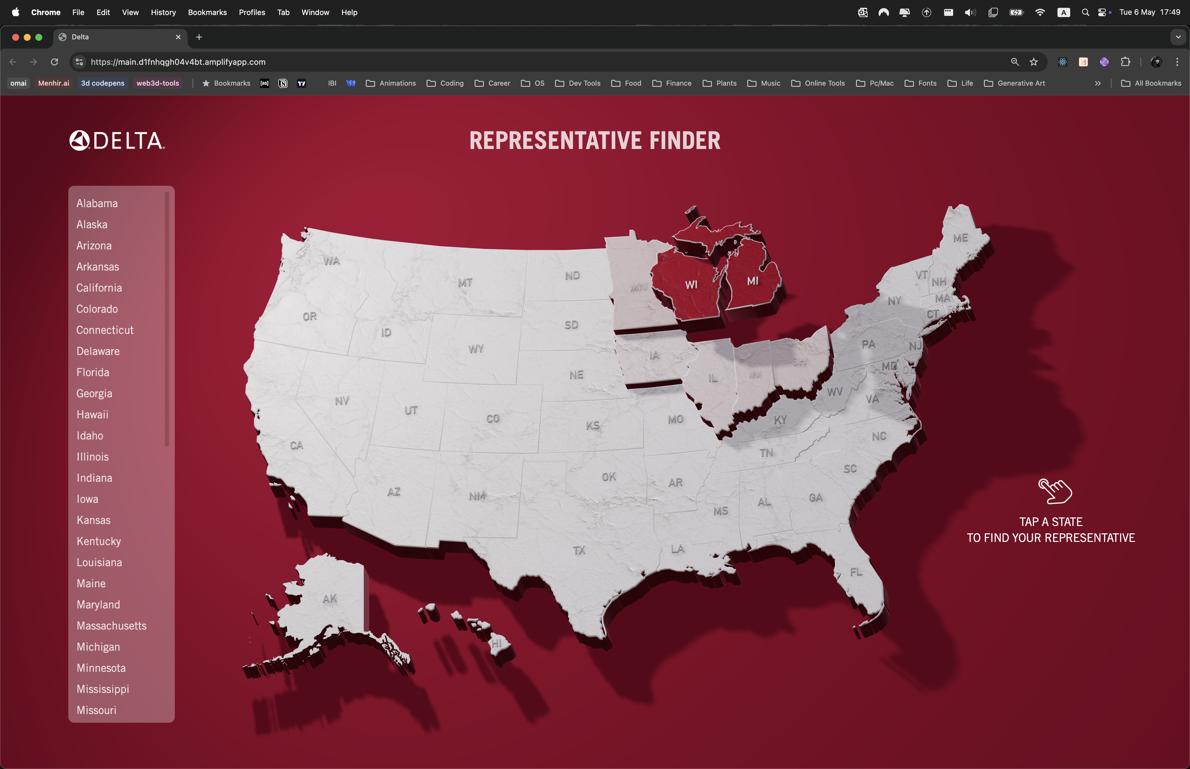 Delta USA Store Locator – Texas Region Map screenshot 1