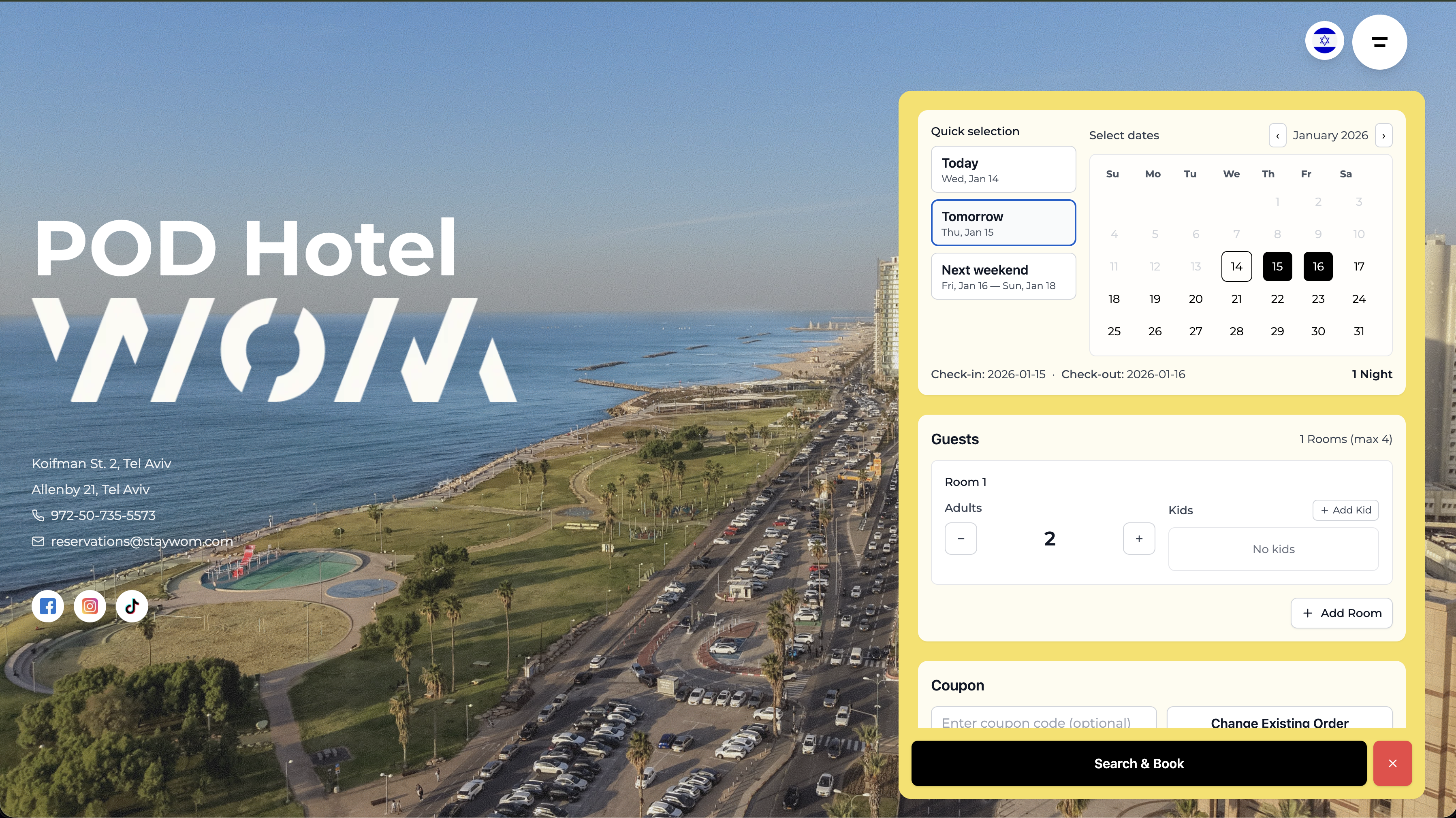 Stay WOM - Affordable Pod Hotels in Tel Aviv screenshot 1