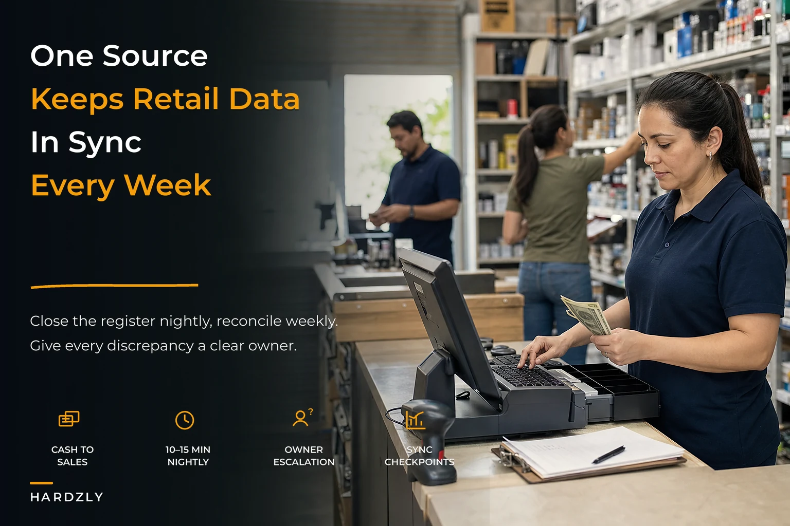 Build an owner-run operational reporting backbone: one source of truth for POS, product master and supplier listings