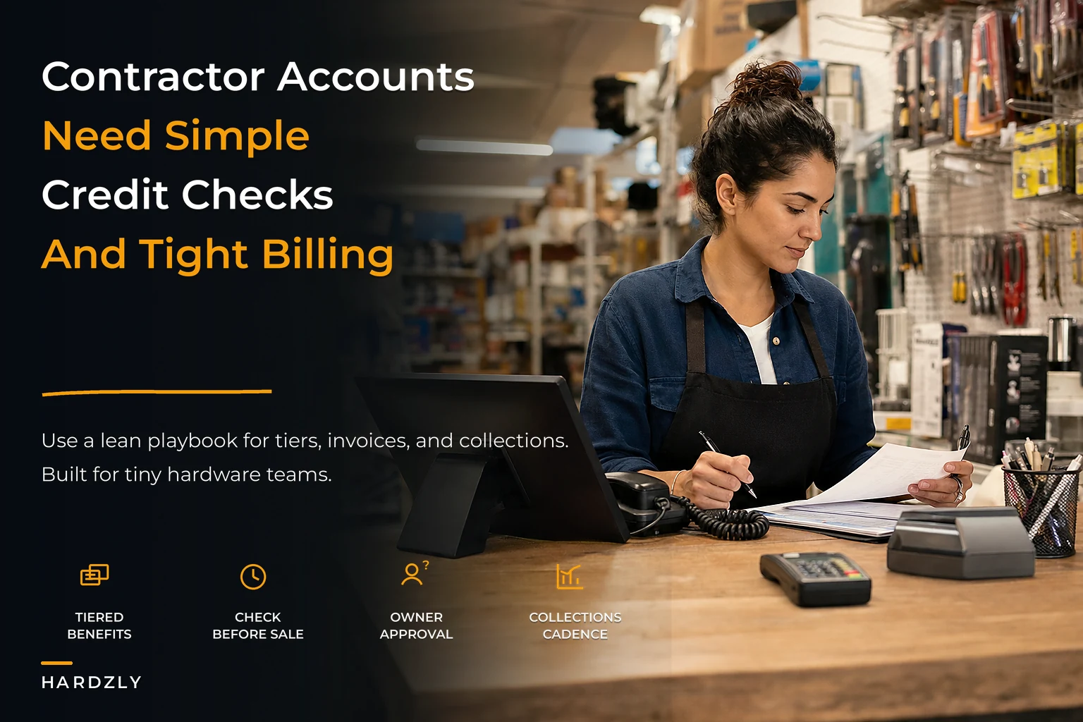 Contractor account playbook: tiered benefits, simple credit-check flows and invoice cadences for single-location hardware stores