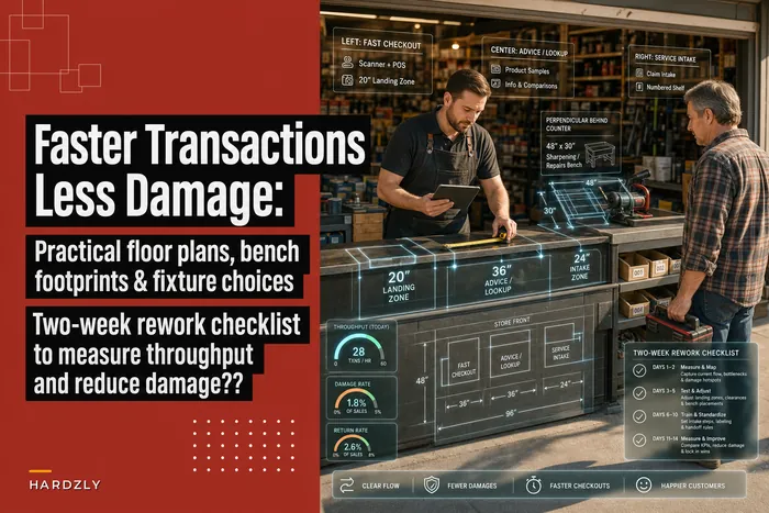 Ergonomic counter & service‑bench layout rules to speed transactions and reduce damage