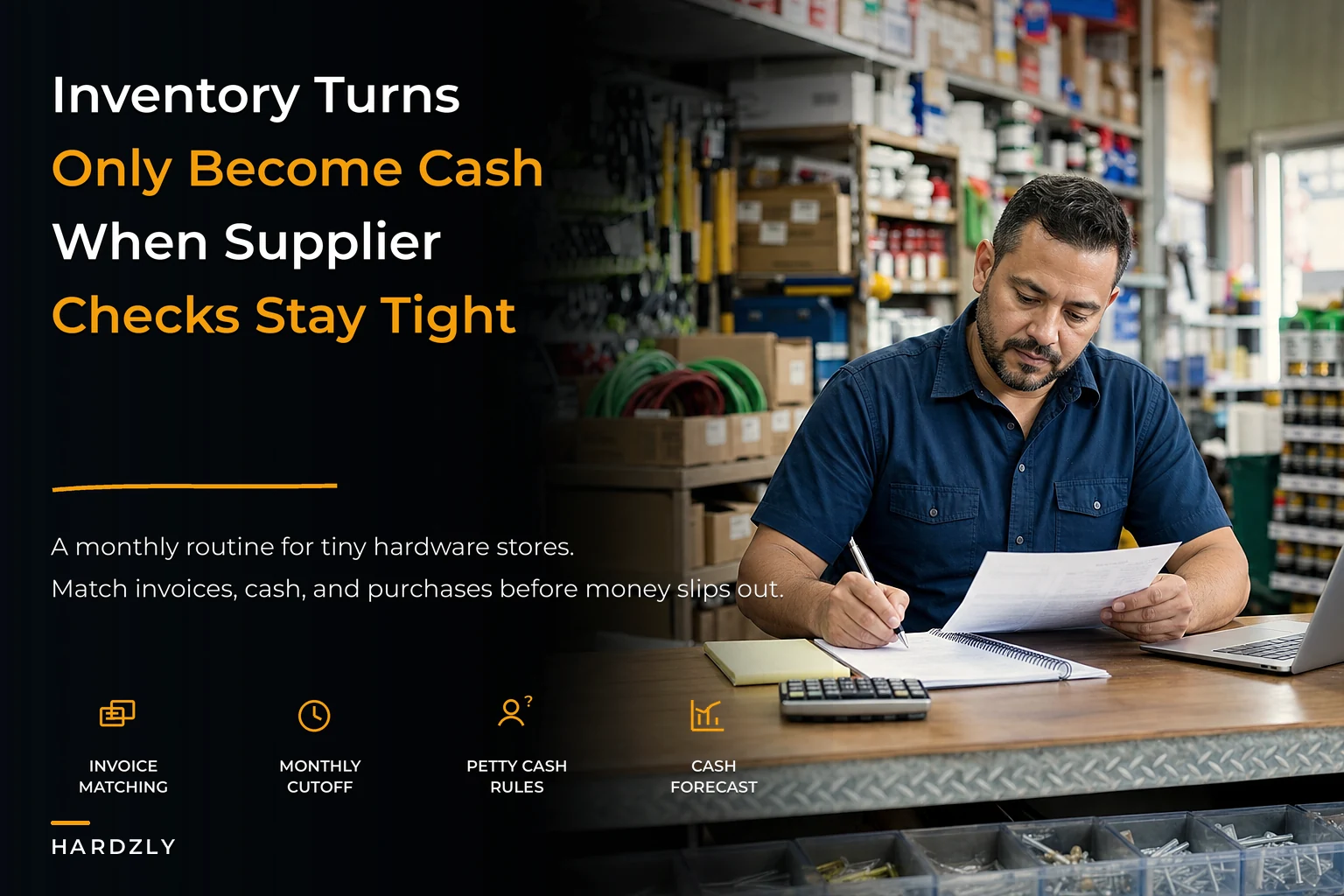 Inventory-to-cash playbook for single-location hardware stores: supplier reconciliation, petty-cash controls and a monthly cadence
