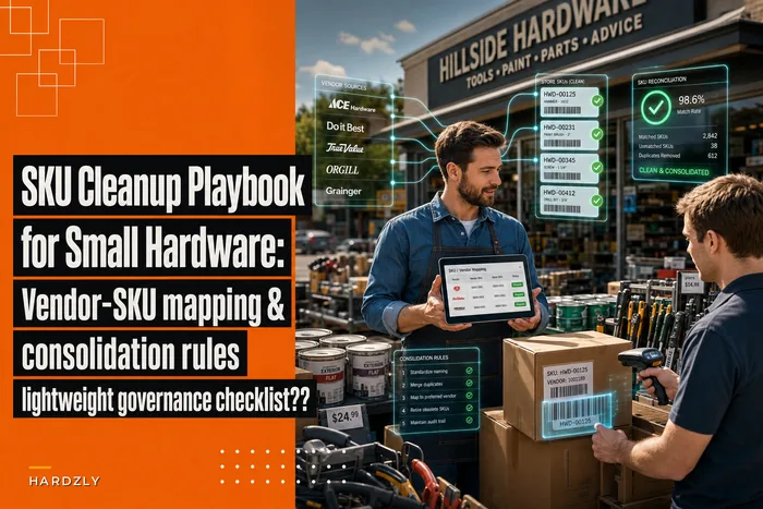SKU cleanup playbook for small hardware stores: vendor-SKU mapping, consolidation rules and a lightweight governance checklist