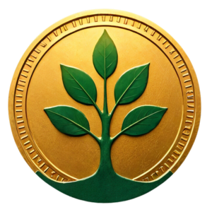 A digital token with a leaf emblem, representing a HaritKosh Token