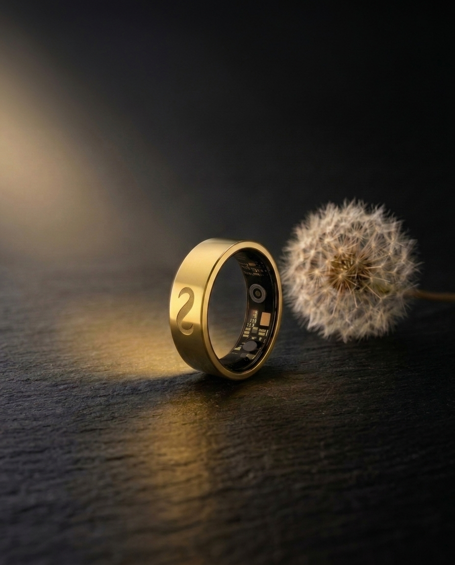 Harmony Ring, gold smart ring with inner sensor array