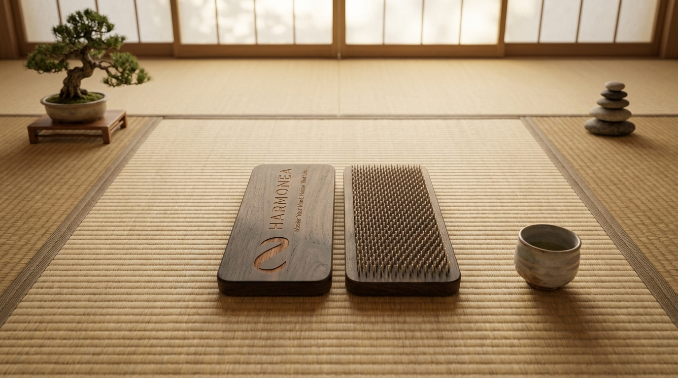 Harmony Board sadhu board nail platform on dark surface for nervous system training
