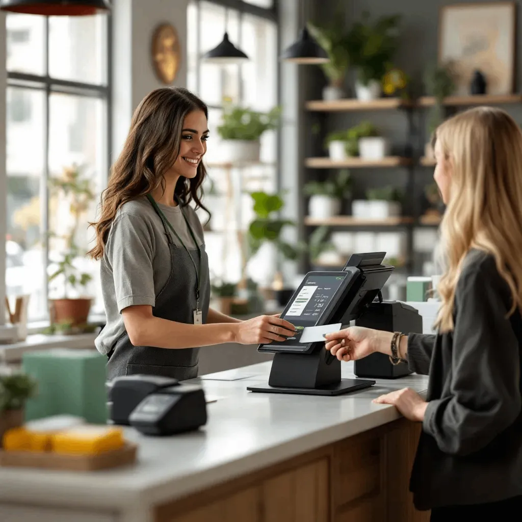 Shopify POS system in action with SensePass integration in a modern retail store