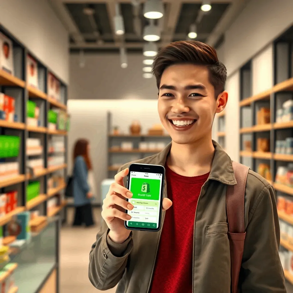 Customer using a loyalty card system in a Shopify store