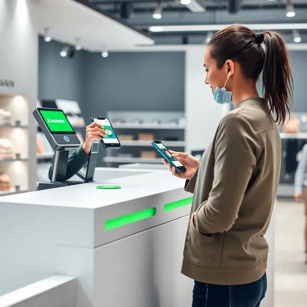 Customer redeeming a digital gift card using a smartphone at a retail store