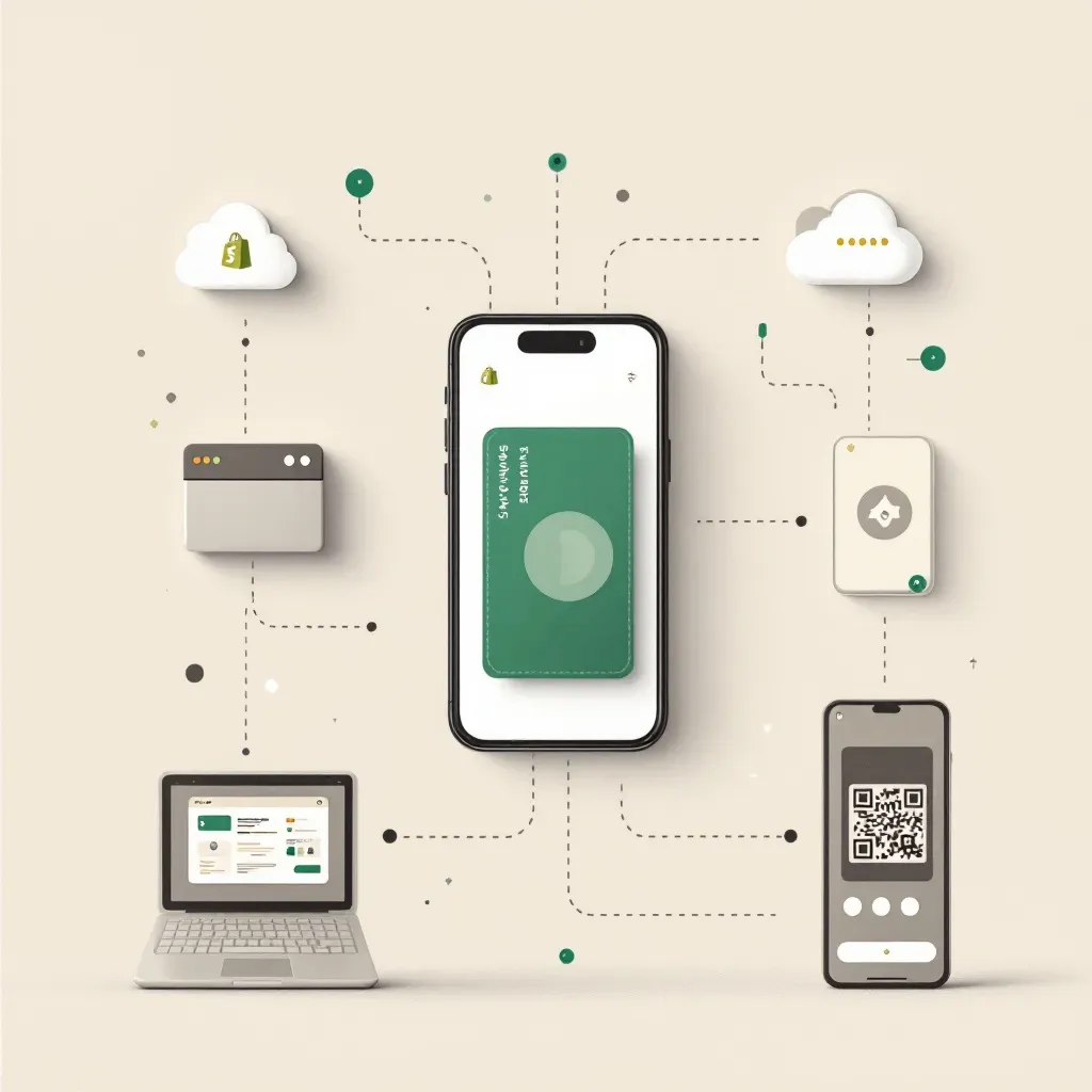 Shopify unified commerce security illustration showing encrypted wallet pass integration