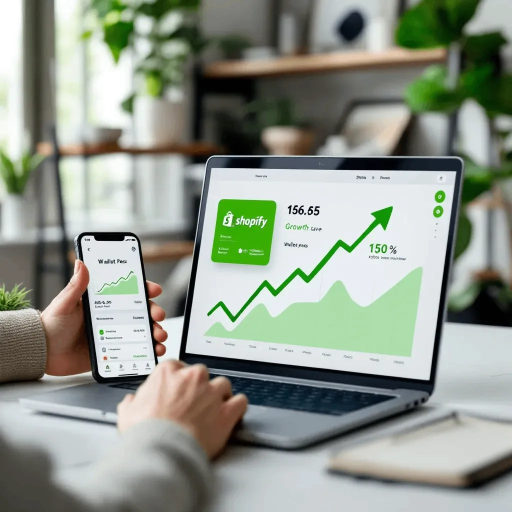 Realistic representation of a thriving Shopify store growth