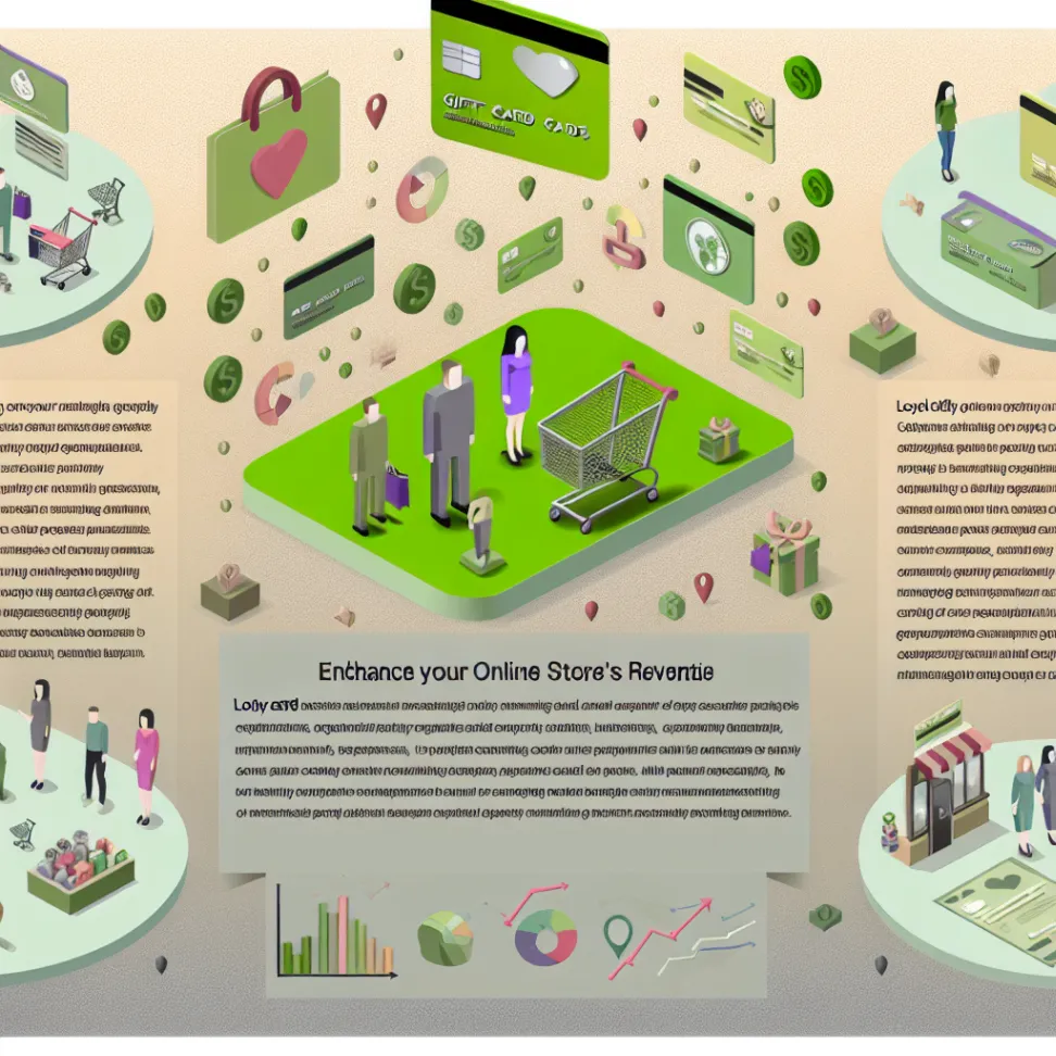 Infographic showing the benefits of loyalty cards for Shopify stores, including gift card and coupon code generators.