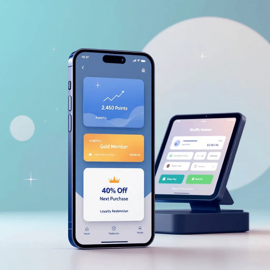 Mobile loyalty program engagement metrics showing customer rewards and Shopify POS integration