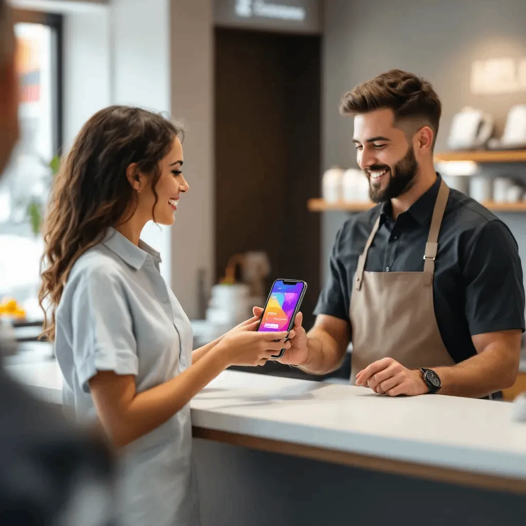 Customer redeeming loyalty card using mobile wallet at store checkout