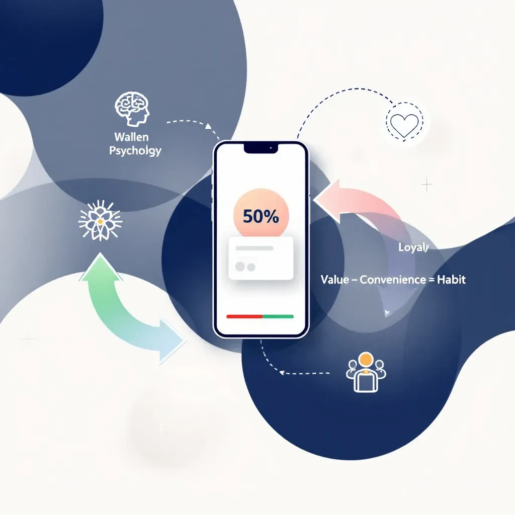 Consumer behavior flowchart showing interactions with Wallet Pass and Loyalty card in Mobile Wallet Marketing